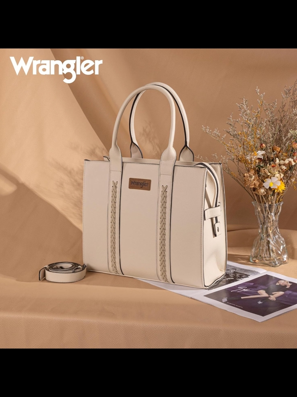 Wrangler Cream Structured Tote Bag